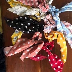 Set of 9 scrunchies with ribbons